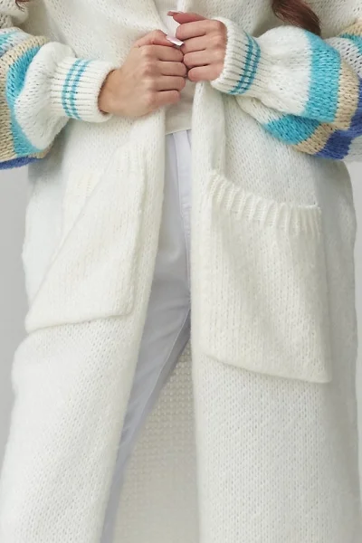 Dlouhý kardigan S174 - ecru - Ecru