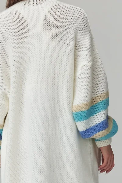 Dlouhý kardigan S174 - ecru - Ecru