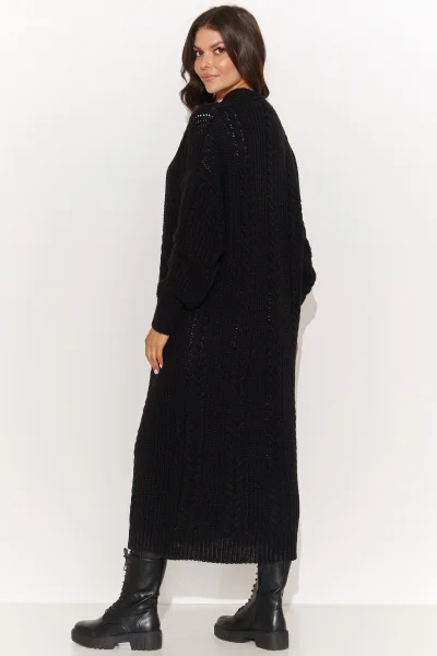 Dlouhý kardigan S175 - černý - Černá