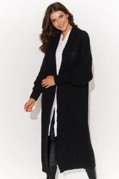 Dlouhý kardigan S175 - černý - Černá
