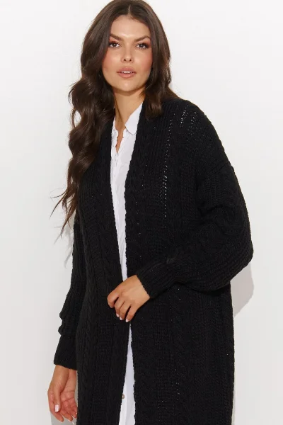 Dlouhý kardigan S175 - černý - Černá