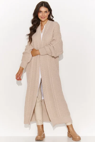 Dlouhý kardigan S175 - sv. béžový - Světle béžová