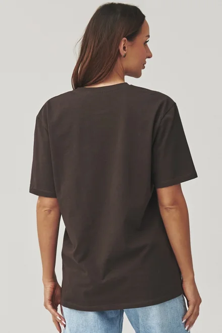 Dámské triko C41 - tm. hnědé - Tmavě hnědá