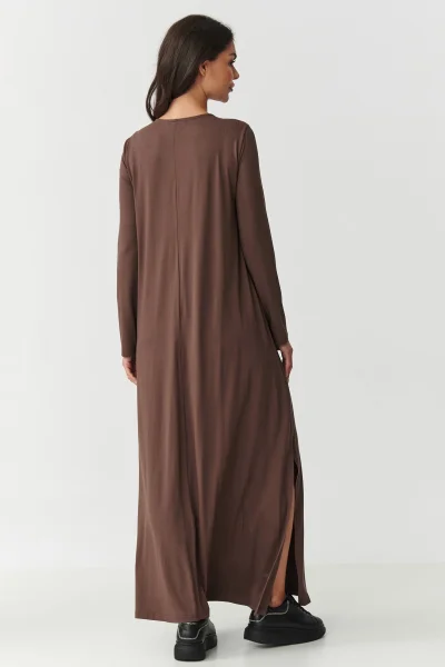Volnočasové šaty M895 tmavě hnědé - Tmavě hnědá