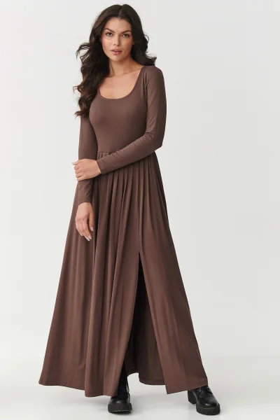 DARBRO Volnočasové šaty M896 tmavě hnědé - Tmavě hnědá