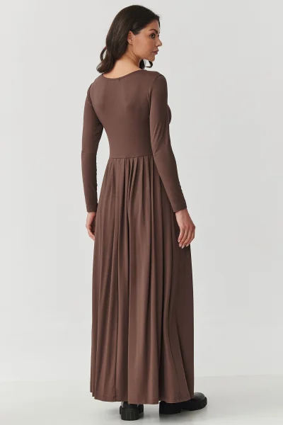 DARBRO Volnočasové šaty M896 tmavě hnědé - Tmavě hnědá