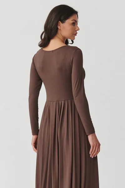 DARBRO Volnočasové šaty M896 tmavě hnědé - Tmavě hnědá