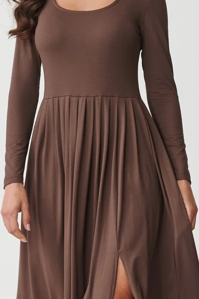 DARBRO Volnočasové šaty M896 tmavě hnědé - Tmavě hnědá
