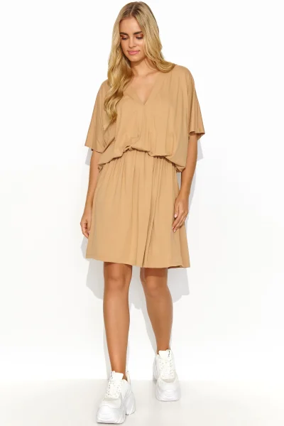 Krátké volné šaty M827 - béžové - Béžová