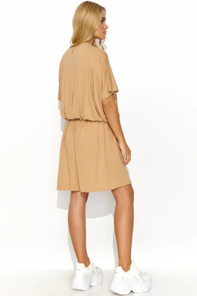 Krátké volné šaty M827 - béžové - Béžová