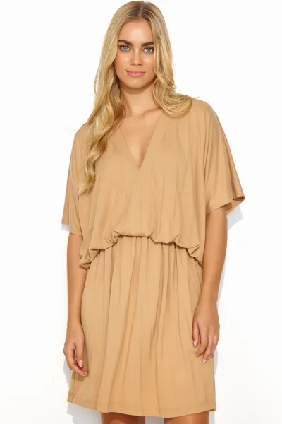 Krátké volné šaty M827 - béžové - Béžová