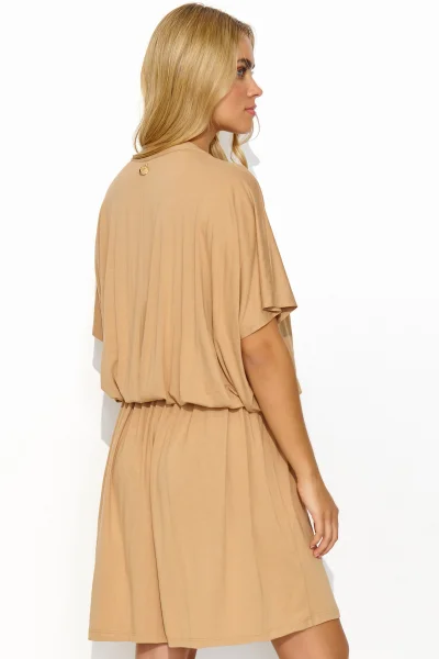 Krátké volné šaty M827 - béžové - Béžová