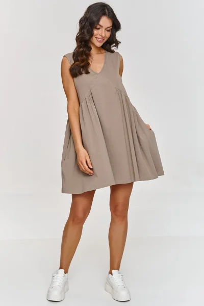 Krátké oversize šaty M876 - mocca - Mocca