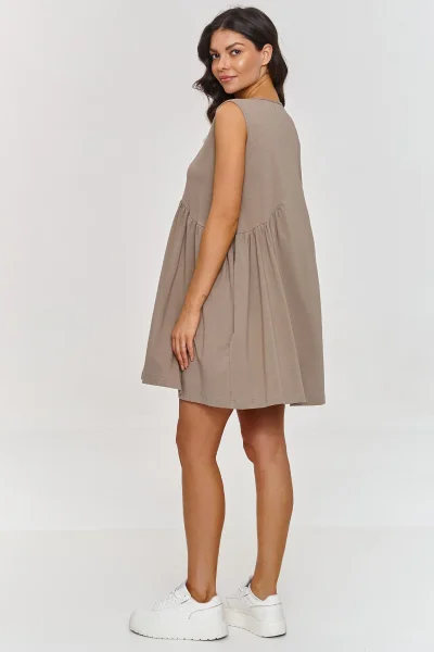 Krátké oversize šaty M876 - mocca - Mocca