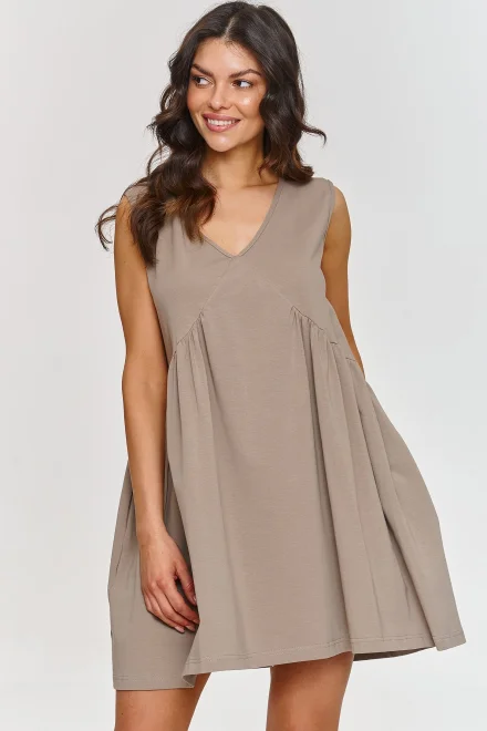 Krátké oversize šaty M876 - mocca - Mocca