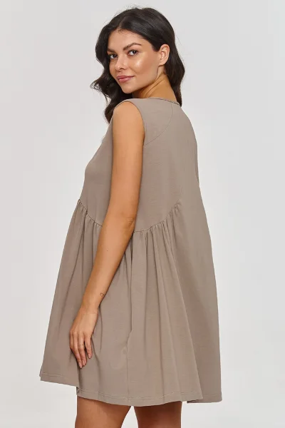 Krátké oversize šaty M876 - mocca - Mocca