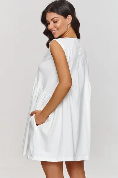 Krátké oversize šaty M876 - ecru - Ecru