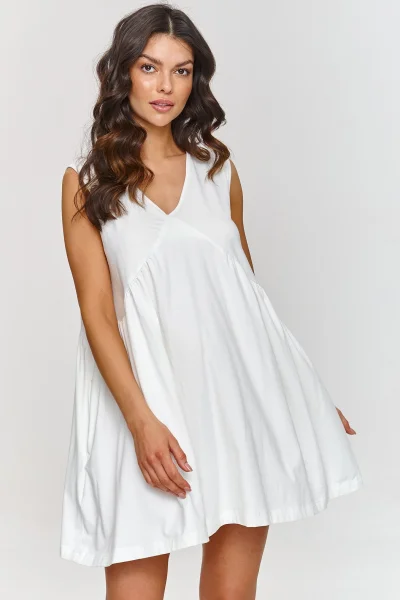 Krátké oversize šaty M876 - ecru - Ecru