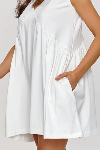 Krátké oversize šaty M876 - ecru - Ecru