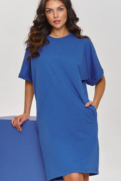 Bavlněné šaty M864 - modré - Modrá