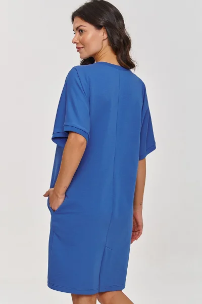 Bavlněné šaty M864 - modré - Modrá