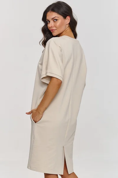 Bavlněné šaty M864 - sv. béžové - Světle béžová