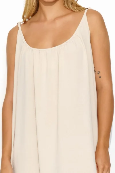 Dlouhé šaty s volánem M836 - sv. béžové - Světle béžová