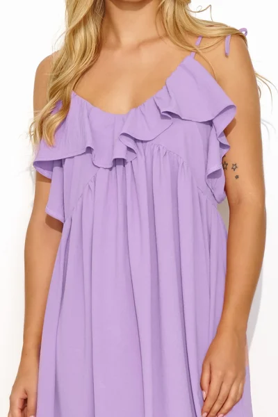 Dlouhé šaty s tenkými ramínky M834 - sv. fialové - Světle fialová