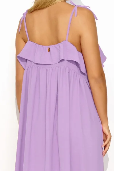 Dlouhé šaty s tenkými ramínky M834 - sv. fialové - Světle fialová