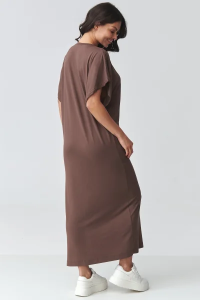Volnočasové šaty M927 - hnědé - Hnědá