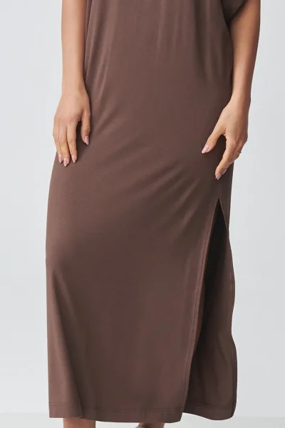 Volnočasové šaty M927 - hnědé - Hnědá