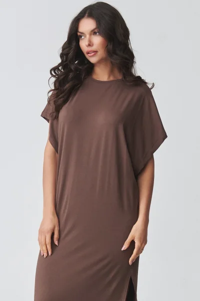 Volnočasové šaty M927 - hnědé - Hnědá