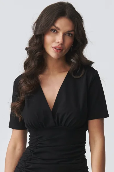 Dámské šaty s řasením M934 - černé - Černá