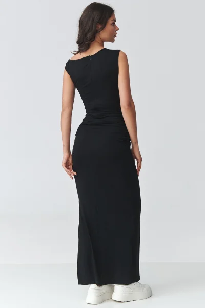 Dámské šaty s rozparkem M928 - černé - Černá