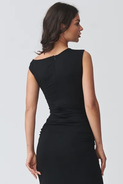 Dámské šaty s rozparkem M928 - černé - Černá