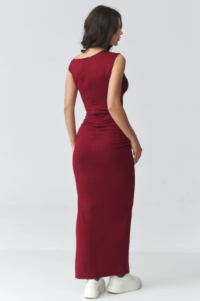 Dámské šaty s rozparkem M928 - bordó - Bordó
