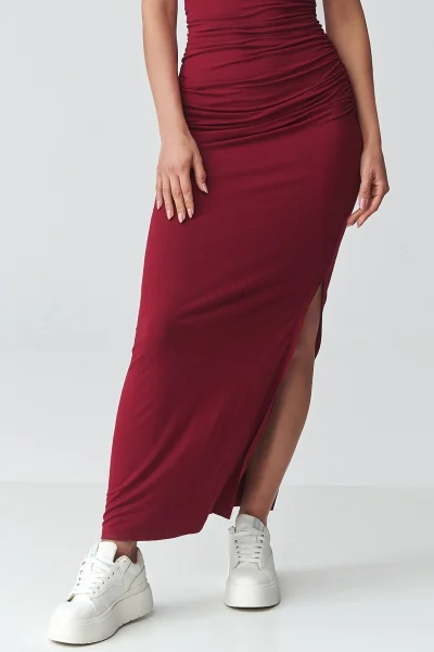 Dámské šaty s rozparkem M928 - bordó - Bordó