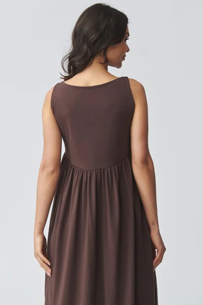 Volnočasové šaty M932 - tm. hnědé - Tmavě hnědá