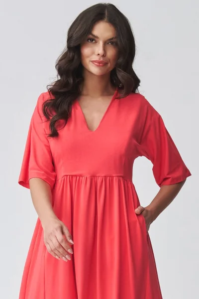 Volnočasové šaty M933 - korálové - Korálová