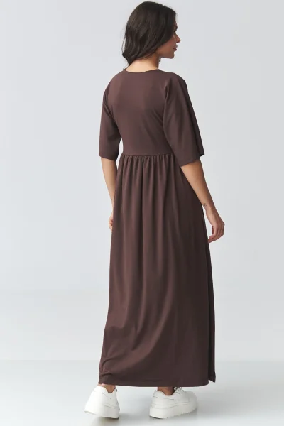 Volnočasové šaty M933 - tm. hnědé - Tmavě hnědá