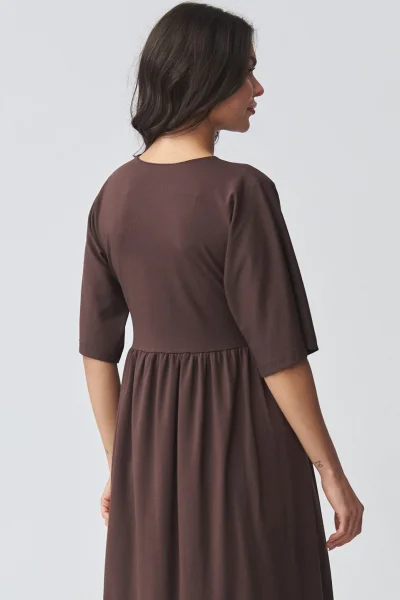 Volnočasové šaty M933 - tm. hnědé - Tmavě hnědá