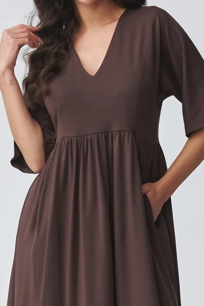Volnočasové šaty M933 - tm. hnědé - Tmavě hnědá