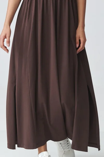 Volnočasové šaty M933 - tm. hnědé - Tmavě hnědá