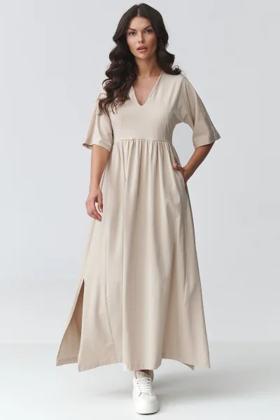 Volnočasové šaty M933 - sv. béžové - Světle béžová