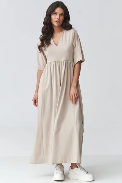 Volnočasové šaty M933 - sv. béžové - Světle béžová