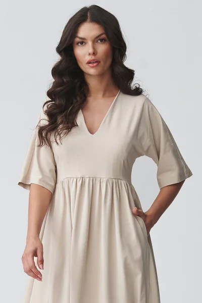Volnočasové šaty M933 - sv. béžové - Světle béžová