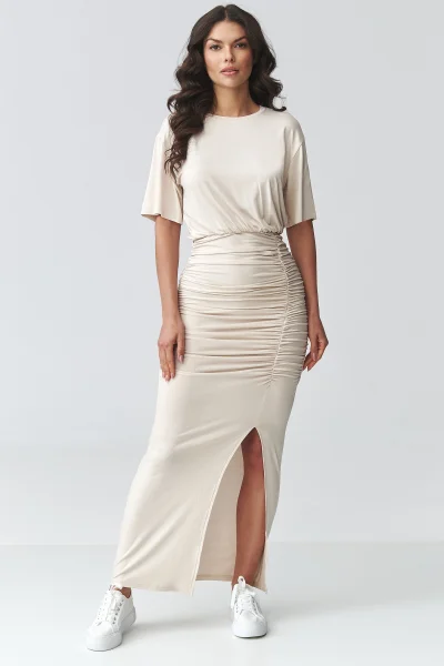 Volnočasové šaty M930 - sv. béžové - Světle béžová