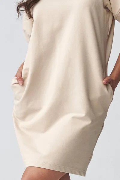 Krátké dámské šaty M920 - sv. béžové - Světle béžová