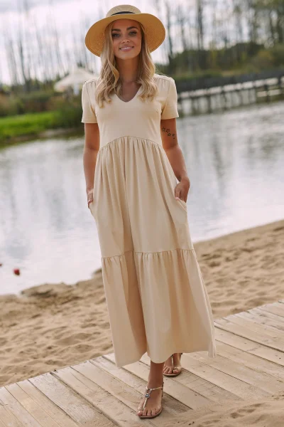 Volnočasové šaty M549 - sv. béžová - Světle béžová