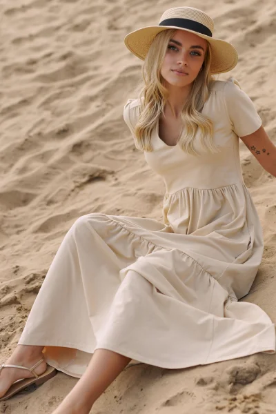 Volnočasové šaty M549 - sv. béžová - Světle béžová